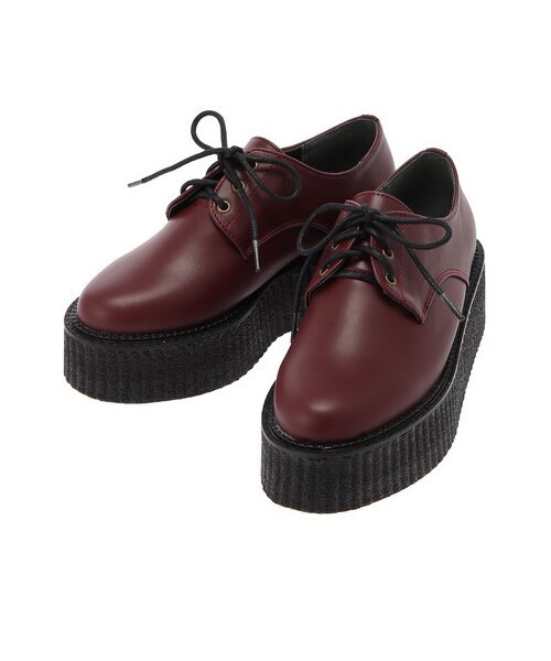 E hyphen world gallery（イーハイフンワールドギャラリー）の「厚底レースアップシューズ（シューズ・ブラック/ボルドー・S/M/L）」の9枚目の写真