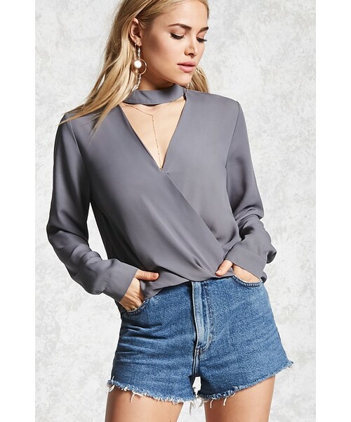 Forever 21 フォーエバー トゥエンティーワン の ハイネックフロントカットアウトシフォンブラウス その他 Wear