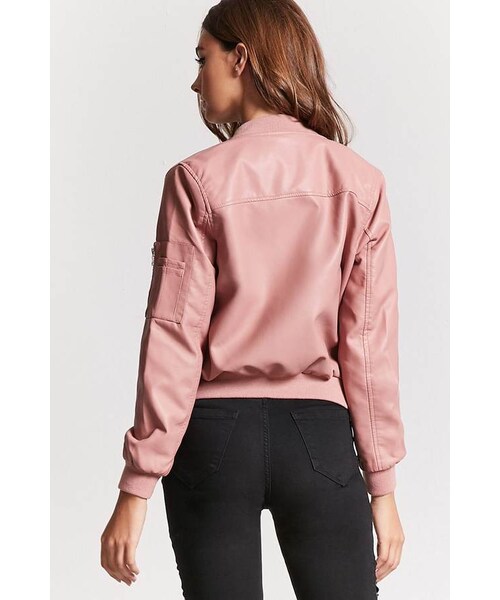 FOREVER 21(フォーエバー トゥエンティーワン)の「FOREVER 21 Faux Leather Bomber Jacket(ライダースジャケット・レディース・Black/Brown/Purple・Small/Medium/Large)」の13枚目の写真