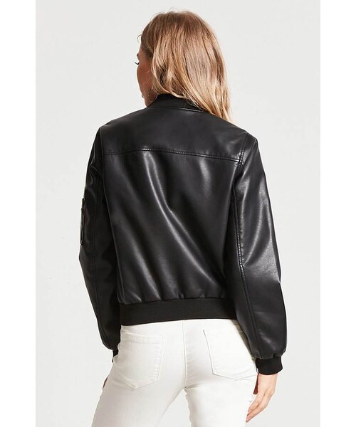FOREVER 21(フォーエバー トゥエンティーワン)の「FOREVER 21 Faux Leather Bomber Jacket(ライダースジャケット・レディース・Black/Brown/Purple・Small/Medium/Large)」の10枚目の写真