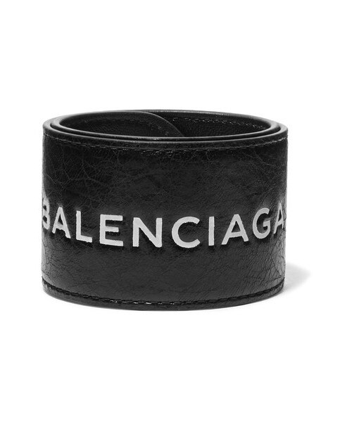 Balenciaga,Balenciaga - Cycle Textured-leather Bracelet Black