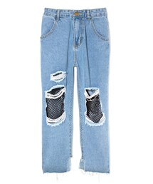 GRL | メッシュ×ハードクラッシュデニムパンツ(デニムパンツ)