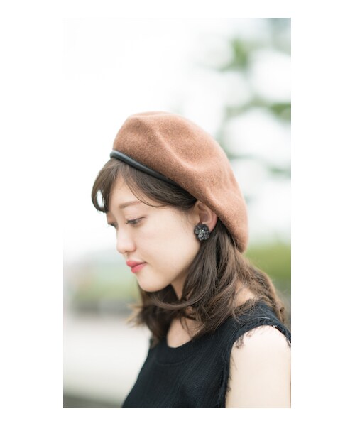 CHEER CLOSET(チアクローゼット)の「【プチプラのあや】パイピングベレー帽(ハンチング/ベレー帽・レディース・アイボリー/チャコールグレー/ベージュ/ブラック・F)」の3枚目の写真