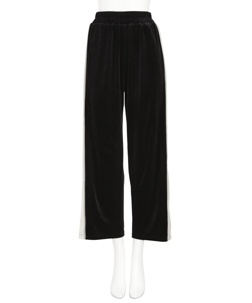 MURUA（ムルーア）の「ベロアラインパンツ（パンツ・レディース・ブラック/グリーン）」の9枚目の写真