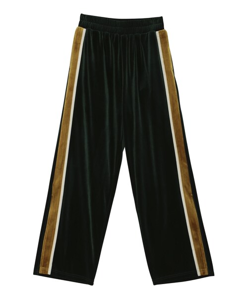 MURUA（ムルーア）の「ベロアラインパンツ（パンツ・レディース・ブラック/グリーン）」の2枚目の写真