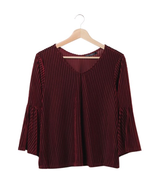 INGNI(イング)の「【秋の新作】ストライプベロア袖タック/トップス(トップス・レディース・グレー/クロ/ピンク/ボルドー・M)」の11枚目の写真