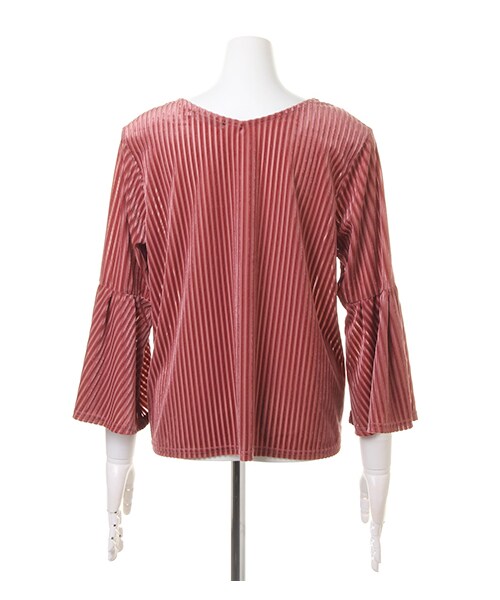 INGNI(イング)の「【秋の新作】ストライプベロア袖タック/トップス(トップス・レディース・グレー/クロ/ピンク/ボルドー・M)」の2枚目の写真