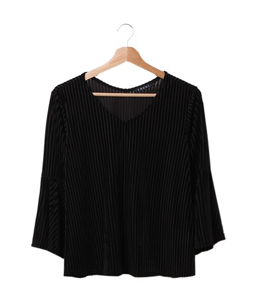 INGNI(イング)の「【秋の新作】ストライプベロア袖タック/トップス(トップス・レディース・グレー/クロ/ピンク/ボルドー・M)」の9枚目の写真