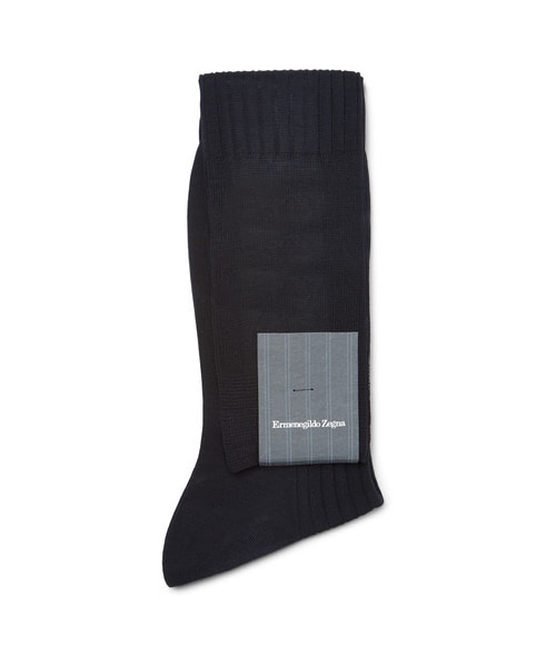 ZEGNA（ゼニア）の「Ermenegildo Zegna Ribbed Cotton Over-The-Calf Socks（ソックス/靴下・メンズ・Blue・39-40/41-42/45-46/40-41/43-44）」の3枚目の写真