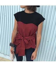 copine | ウエストリボンビスチェドッキングTシャツ(2color)【クリックポスト対象商品】(Tシャツ/カットソー)