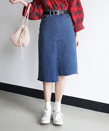 DHOLIC | アンバランスヘムデニムタイトスカート(デニムスカート)