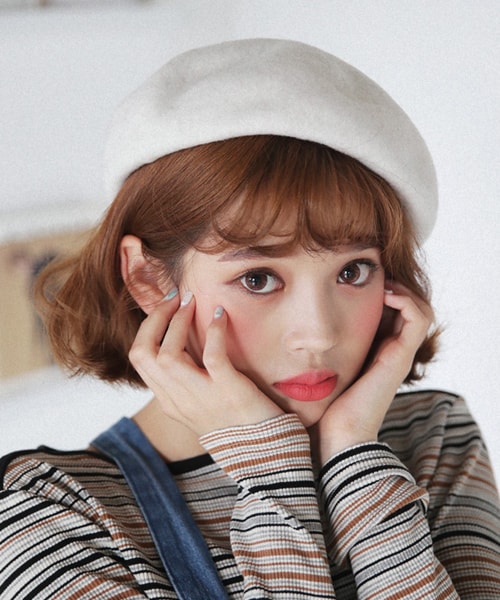 DHOLIC（ディーホリック）の「7COLORSウールブレンドベレー帽（ハンチング/ベレー帽・レディース・グレー/ホワイト/その他/レッド/ブラック/パープル/ベージュ・FREE）」の2枚目の写真