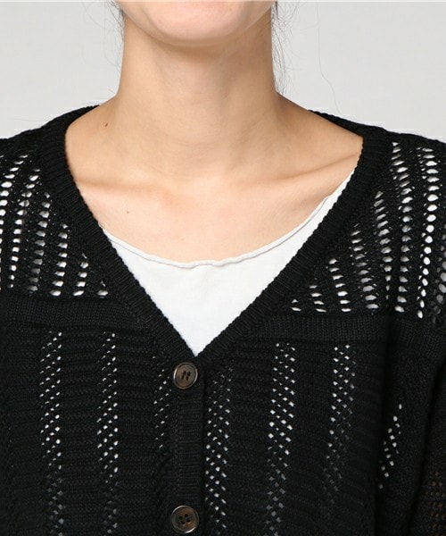 archives（アルシーヴ）の「スカシ柄Ｂｉｇ袖カーデ（ニット/セーター・レディース・アイボリー/ブラック/レッド・MEDIUM）」の7枚目の写真
