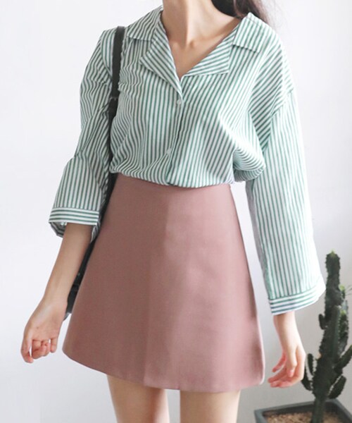 DHOLIC(ディーホリック)の「6COLORSミニマルAラインスカート(スカート・レディース・ピンク/ブラック/グリーン/グレー/レッド/ベージュ・S/M)」の1枚目の写真