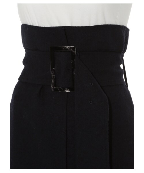 FRAY I.D（フレイアイディー）の「ウール混ベルトベアスカート（膝丈  