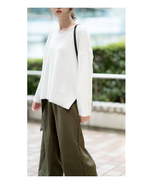 CHEER CLOSET（チアクローゼット）の「【プチプラのあや】ルーズロングカットソー（Tシャツ/カットソー・レディース・モカ/アイボリー・F）」の2枚目の写真