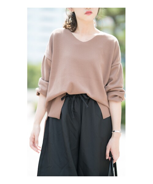 CHEER CLOSET（チアクローゼット）の「【プチプラのあや】ルーズロングカットソー（Tシャツ/カットソー・レディース・モカ/アイボリー・F）」の5枚目の写真