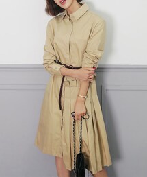 DHOLIC | ハーフプリーツシャツワンピース(ワンピース)