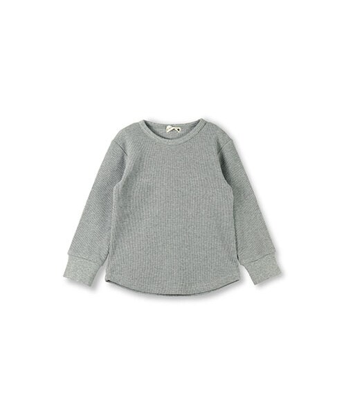 BRANSHES（ブランシェス）の「ワッフルロング丈長袖Tシャツ（Tシャツ/カットソー・キッズ・ブラック/アイボリー/ピンク/杢グレー/カラシ・80～150）」の3枚目の写真