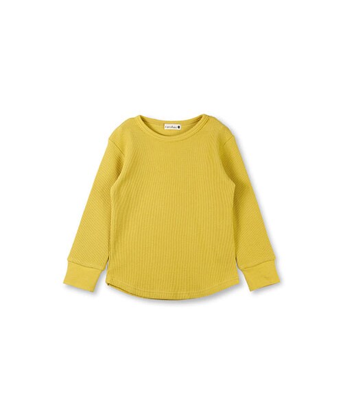 BRANSHES（ブランシェス）の「ワッフルロング丈長袖Tシャツ（Tシャツ/カットソー・キッズ・ブラック/アイボリー/ピンク/杢グレー/カラシ・80～150）」の4枚目の写真