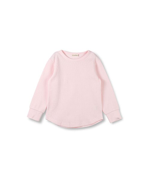 BRANSHES（ブランシェス）の「ワッフルロング丈長袖Tシャツ（Tシャツ/カットソー・キッズ・ブラック/アイボリー/ピンク/杢グレー/カラシ・80～150）」の5枚目の写真