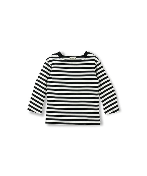 BRANSHES(ブランシェス)の「ボートネックボーダー長袖Tシャツ(Tシャツ/カットソー・キッズ・ブラック/ピンク・80~150)」の1枚目の写真