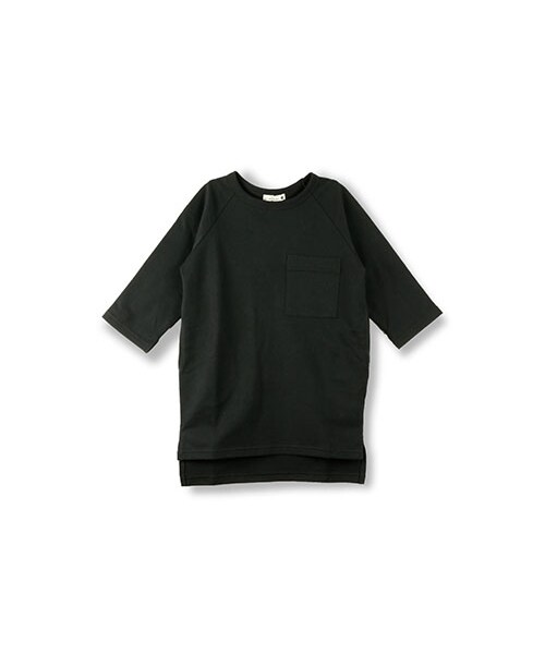 BRANSHES（ブランシェス）の「ビックシルエットワンピース（Tシャツ/カットソー・キッズ・ブラック/カーキグリーン・80～150）」の2枚目の写真