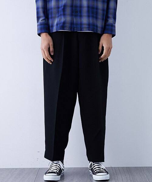 Nハリウッド　ストライプ　ワーク　タックワイドパンツ　TROUSERS エヌハリ × Dickiesの新作を着用してみました！！ | laid-back