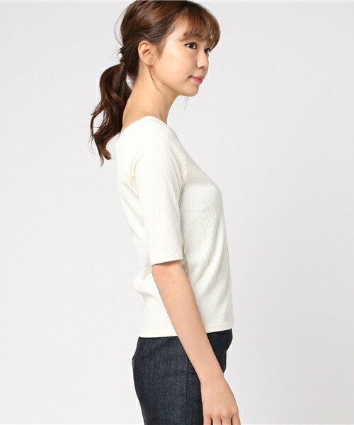 Doux archives（ドゥアルシーヴ）の「スカラッププルオーバー（Tシャツ/カットソー・レディース・オフホワイト/ブラック/チャコールグレー/ブラウン/グリーン/パープル・MEDIUM）」の8枚目の写真