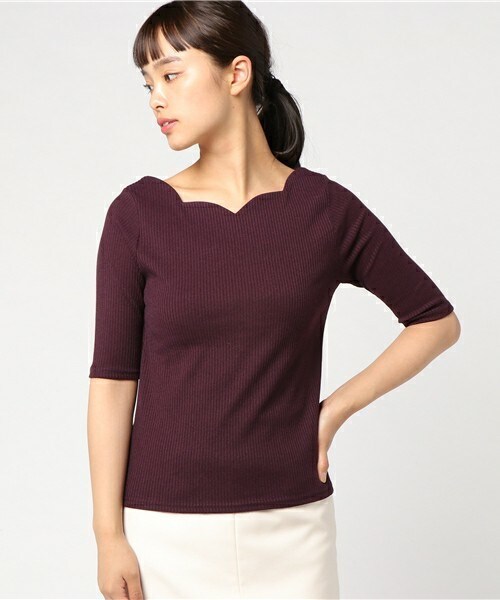 Doux archives（ドゥアルシーヴ）の「スカラッププルオーバー（Tシャツ/カットソー・レディース・オフホワイト/ブラック/チャコールグレー/ブラウン/グリーン/パープル・MEDIUM）」の6枚目の写真