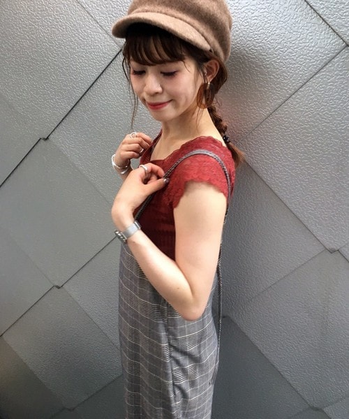 archives（アルシーヴ）の「【WEB限定】グレンチェック＆無地サロペット（サロペット/オーバーオール・レディース・ブラック/チェック・MEDIUM）」の9枚目の写真