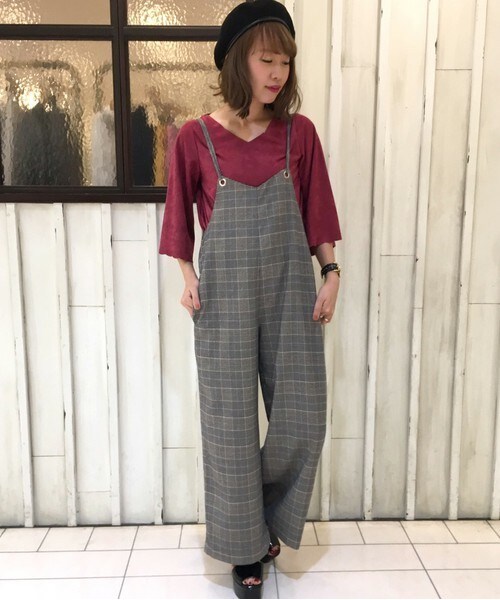 archives（アルシーヴ）の「【WEB限定】グレンチェック＆無地サロペット（サロペット/オーバーオール・レディース・ブラック/チェック・MEDIUM）」の8枚目の写真
