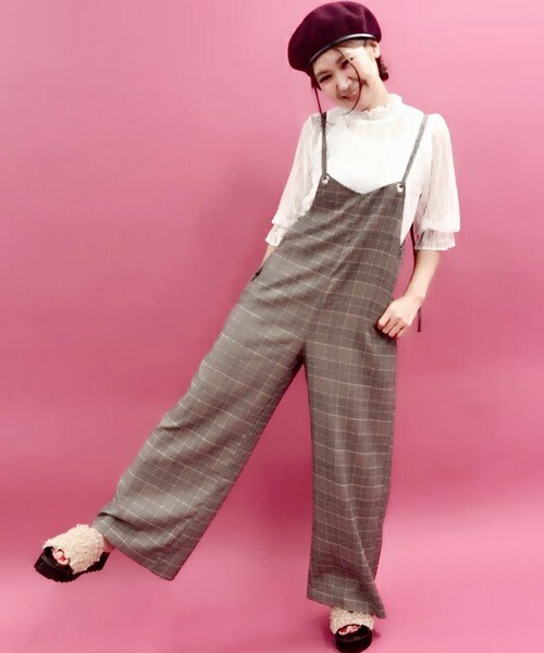 archives（アルシーヴ）の「【WEB限定】グレンチェック＆無地サロペット（サロペット/オーバーオール・レディース・ブラック/チェック・MEDIUM）」の5枚目の写真