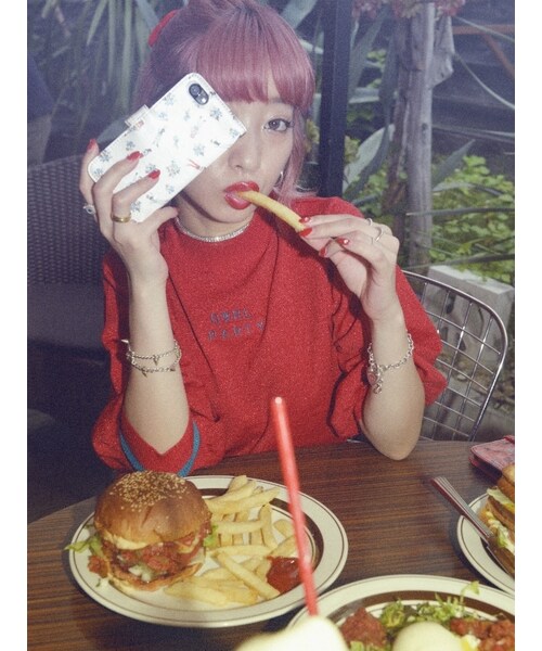 jouetie（ジュエティ）の「Aymmy×jouetieGIRL PARTYニット（トップス・レディース・ブラック/レッド/シルバー）」の6枚目の写真