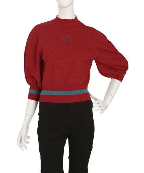 jouetie（ジュエティ）の「Aymmy×jouetieGIRL PARTYニット（トップス・レディース・ブラック/レッド/シルバー）」の8枚目の写真