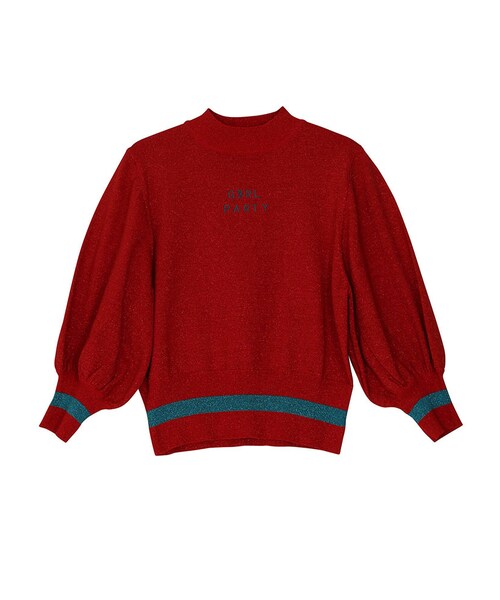 jouetie（ジュエティ）の「Aymmy×jouetieGIRL PARTYニット（トップス・レディース・ブラック/レッド/シルバー）」の2枚目の写真