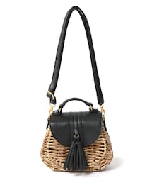 GRL | タッセル付レザーフラップカゴハンドバッグ(かごバッグ)