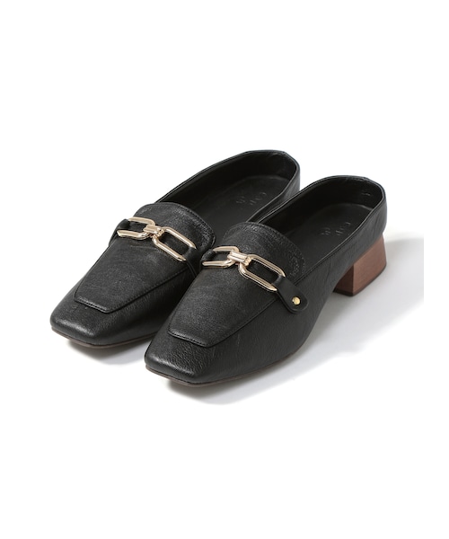 GRL（グレイル）の「ビット付スリッパシューズ（ローファー・レディース・キャメル/ブラック・24.5）」の2枚目の写真