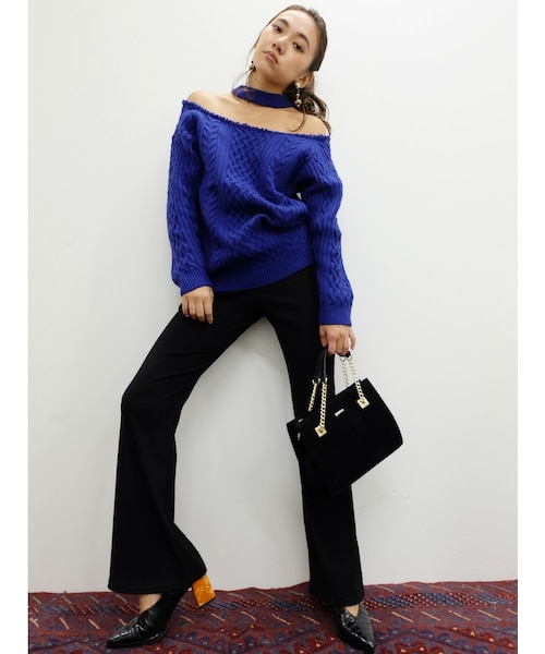 EVRIS（エヴリス）の「リブフレアレギンス（パンツ・レディース・グレー/ブラック/ブラウン）」の6枚目の写真