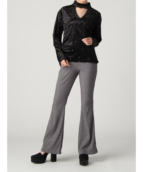 EVRIS（エヴリス）の「リブフレアレギンス（パンツ・レディース・グレー/ブラック/ブラウン）」の8枚目の写真