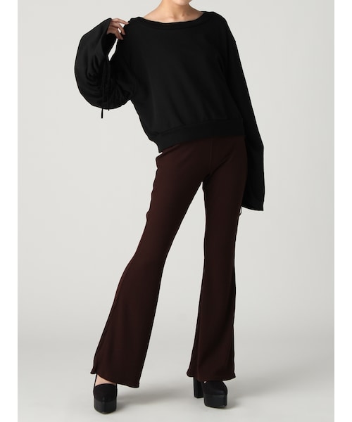 EVRIS（エヴリス）の「リブフレアレギンス（パンツ・レディース・グレー/ブラック/ブラウン）」の9枚目の写真