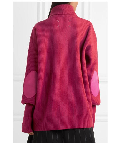 Maison Margiela(メゾンマルジェラ)の「Maison Margiela - Suede-paneled Ribbed Wool-blend Turtleneck Sweater - Pink(ニット/セーター・レディース・Pink・x small/small/large/medium/x large)」の5枚目の写真