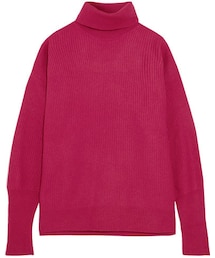 Maison Margiela | Maison Margiela - Suede-paneled Ribbed Wool-blend Turtleneck Sweater - Pink(ニット/セーター)