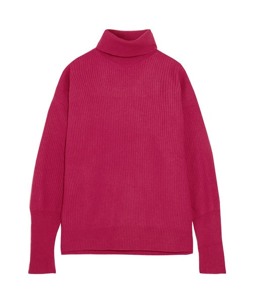Maison Margiela(メゾンマルジェラ)の「Maison Margiela - Suede-paneled Ribbed Wool-blend Turtleneck Sweater - Pink(ニット/セーター・レディース・Pink・x small/small/large/medium/x large)」の1枚目の写真