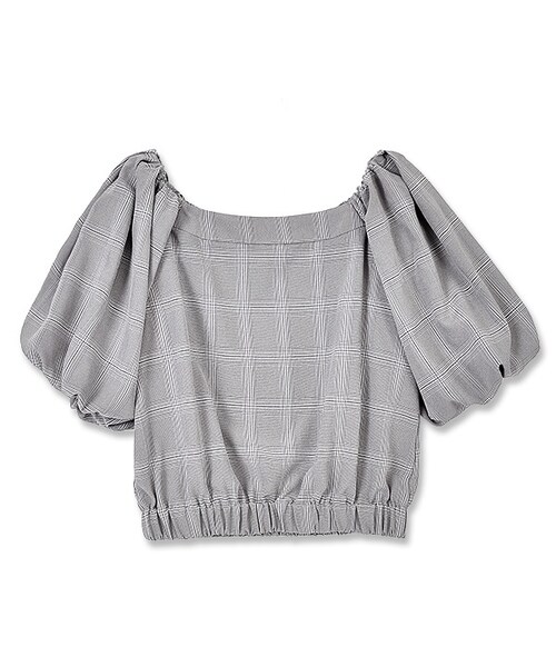 flower（フラワー）の「puff girl top ～ﾊﾟﾌｶﾞｰﾙﾄｯﾌﾟ（シャツ/ブラウス・レディース・ベージュ/ブラック・FREE）」の2枚目の写真