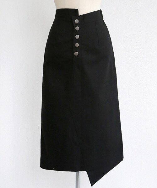 DHOLIC(ディーホリック)の「アンバランスボタンフライタイトスカート(スカート・レディース・ベージュ/ブラウン/ブラック・FREE)」の2枚目の写真