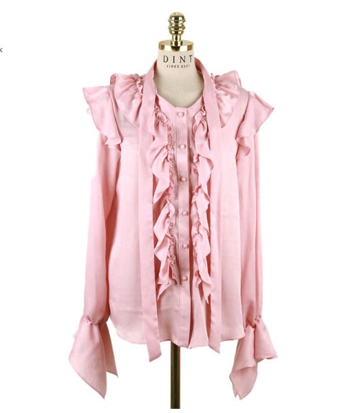 DINT（ディント）の「ルインフリルブラウス（シャツ/ブラウス・レディース・화이트/핑크・one(44~66size)）」の3枚目の写真