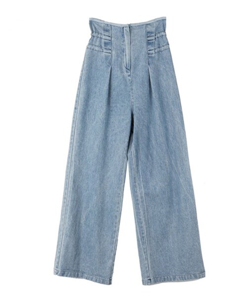 DINT（ディント）の「ストリングワイドデニムパンツ（デニムパンツ・レディース・Deep Blue/Light Blue・one(44~66size)）」の3枚目の写真