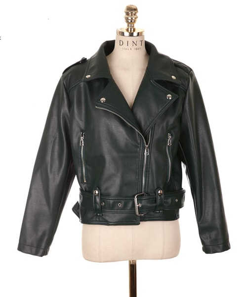 DINT（ディント）の「ルとライダージャケット（ライダースジャケット・レディース・브라운/블랙・one(44~66size)）」の2枚目の写真