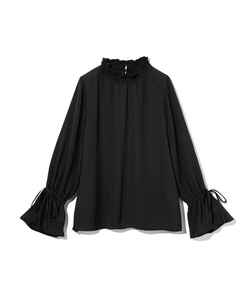 GRL（グレイル）の「フレアスリーブハイネックトップス（シャツ/ブラウス・レディース・ブラック/オフホワイト・F）」の2枚目の写真